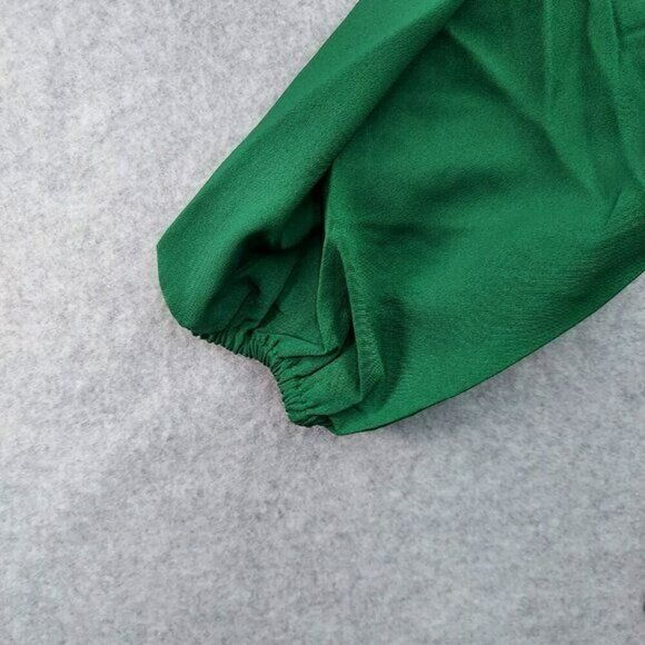 J Crew Green Puff Sleeve Keyhole Neckline Crepe Top Blouse BL711 Women Size XSP - Picture 10 of 15